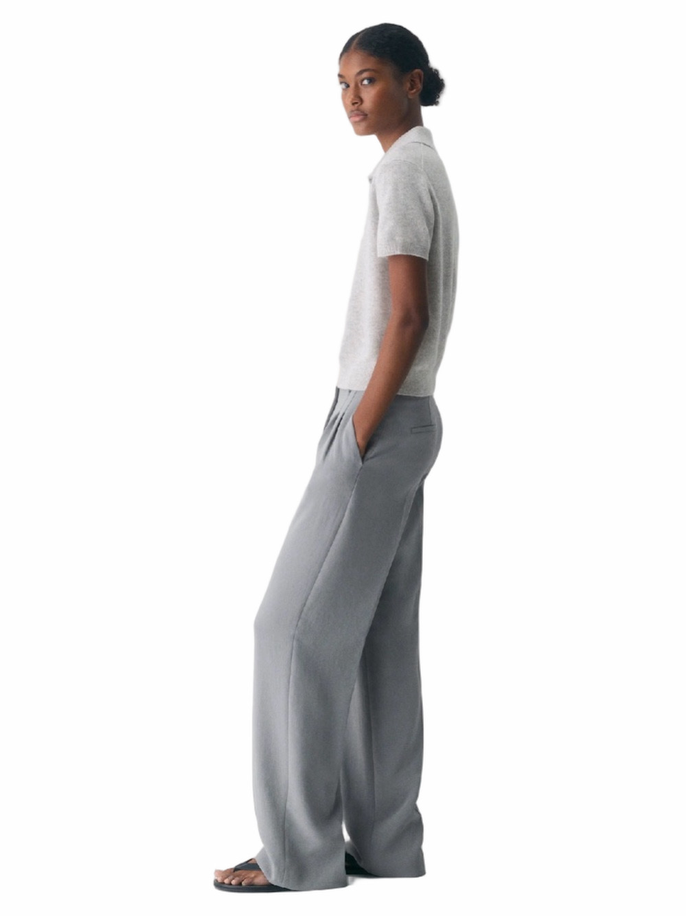 Aritzia WILFRED Size 4 Effortless Crepe High Rise Pants Gray Trousers Office